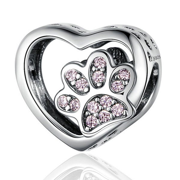 Paw-Print-in-my-Heart-Charm-pink-web Sterling Silver Paw Print in my Heart Charm