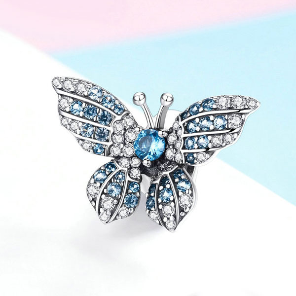 Crystal Blue Butterfly Charm