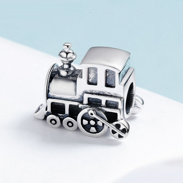 Vintage Locomotive Silver Charm