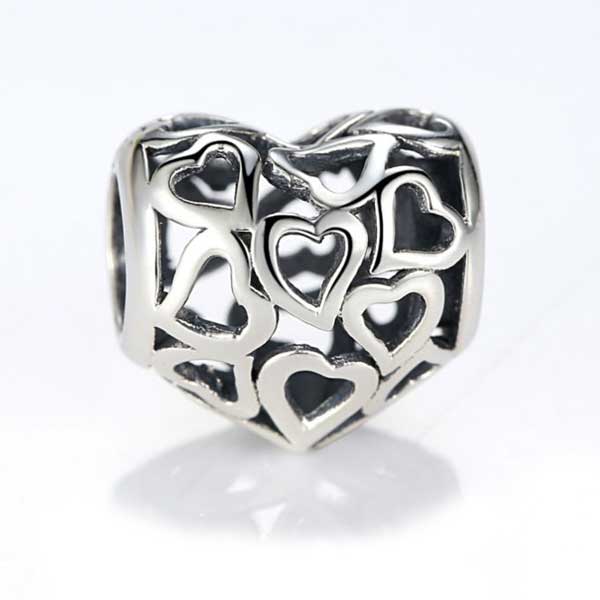 Simple Hearts Silver Charm