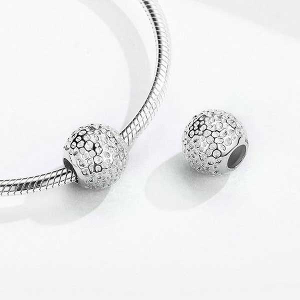 Textured Ball Silver Charm