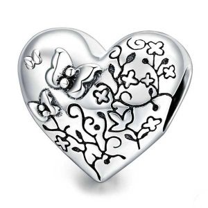 Butterfly Blossoms Heart Charm